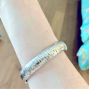 Italian Handmade NWT Rhodium-Plated 100% Sterling Silver Hinge Cuff